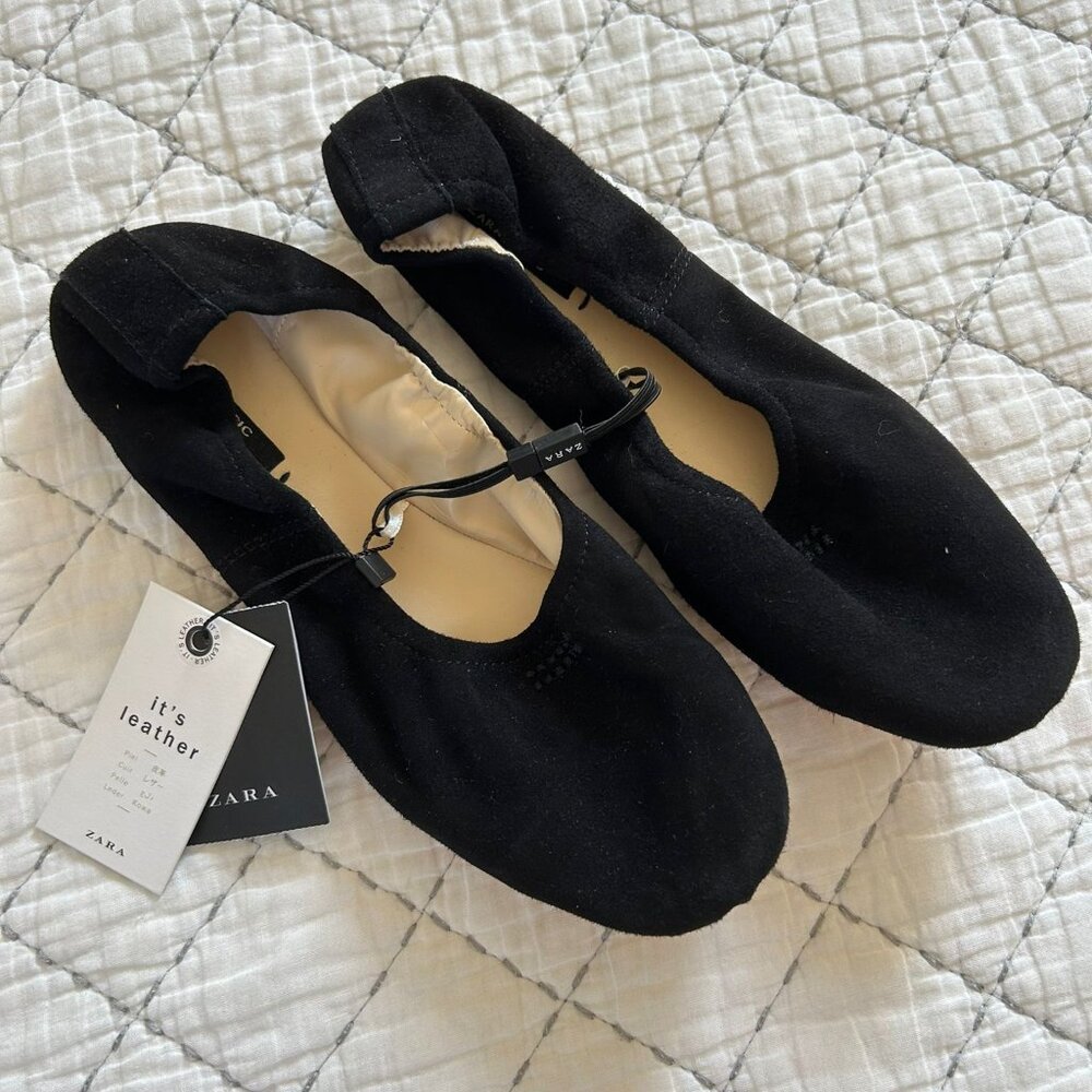 ZARA Black Flats Size 6.5/37
